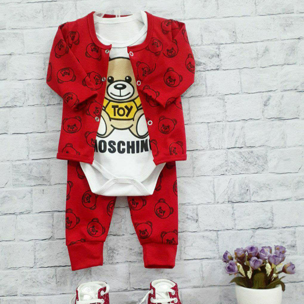 لباس سه تکه نوزادی خرس موسچینو قرمز