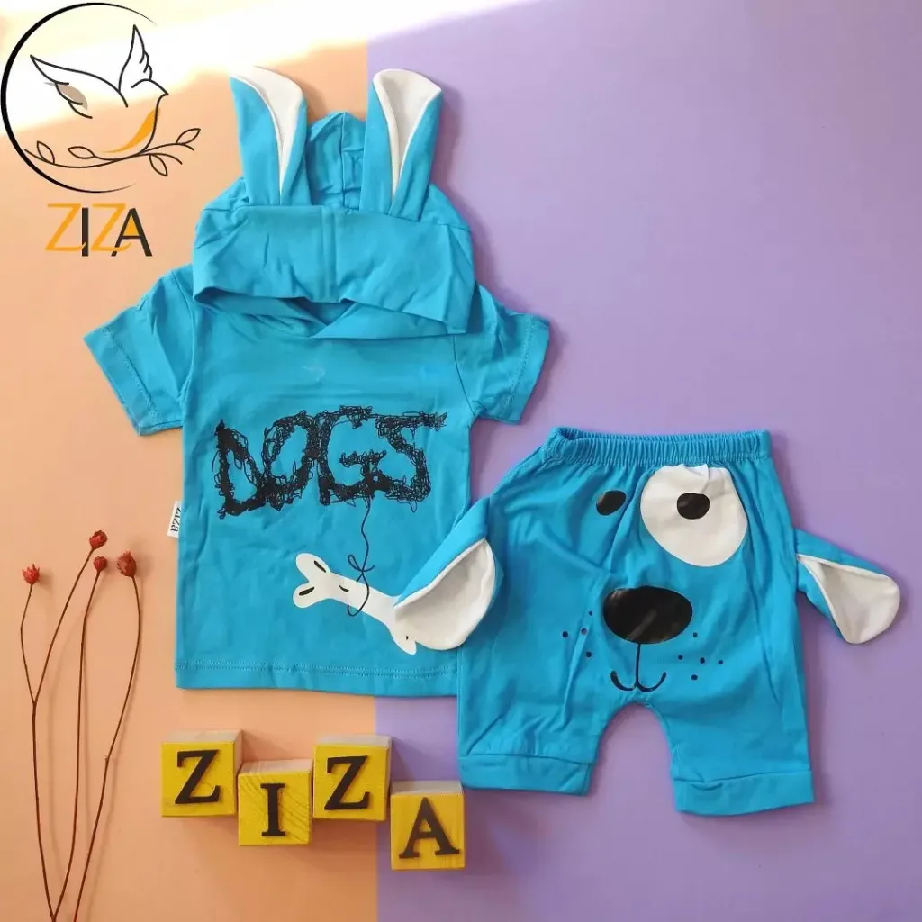 تیشرت شلوارک کلاهدار سگ (Dogs) کد 2075