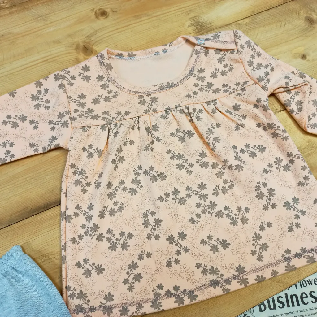 بلوز شلوار دخترانه گل طوسی کد 2527 1
