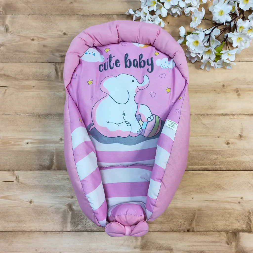 قنداق سوئیسی (آغوشی نوزاد) - قنداق فرنگی کد 2572 فیل صورتی