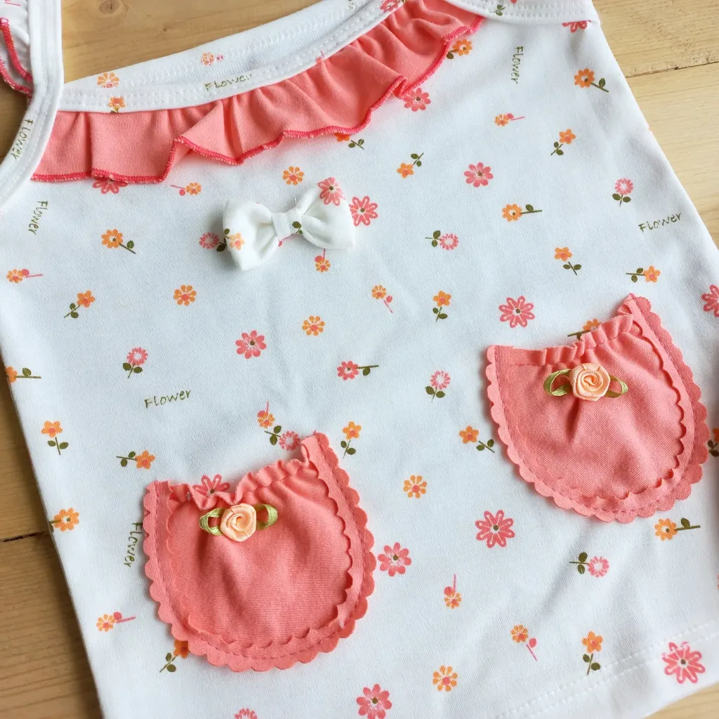 تاپ شلوارک گلبهی نباتی سایز 1 تا 5 کد 1706 1