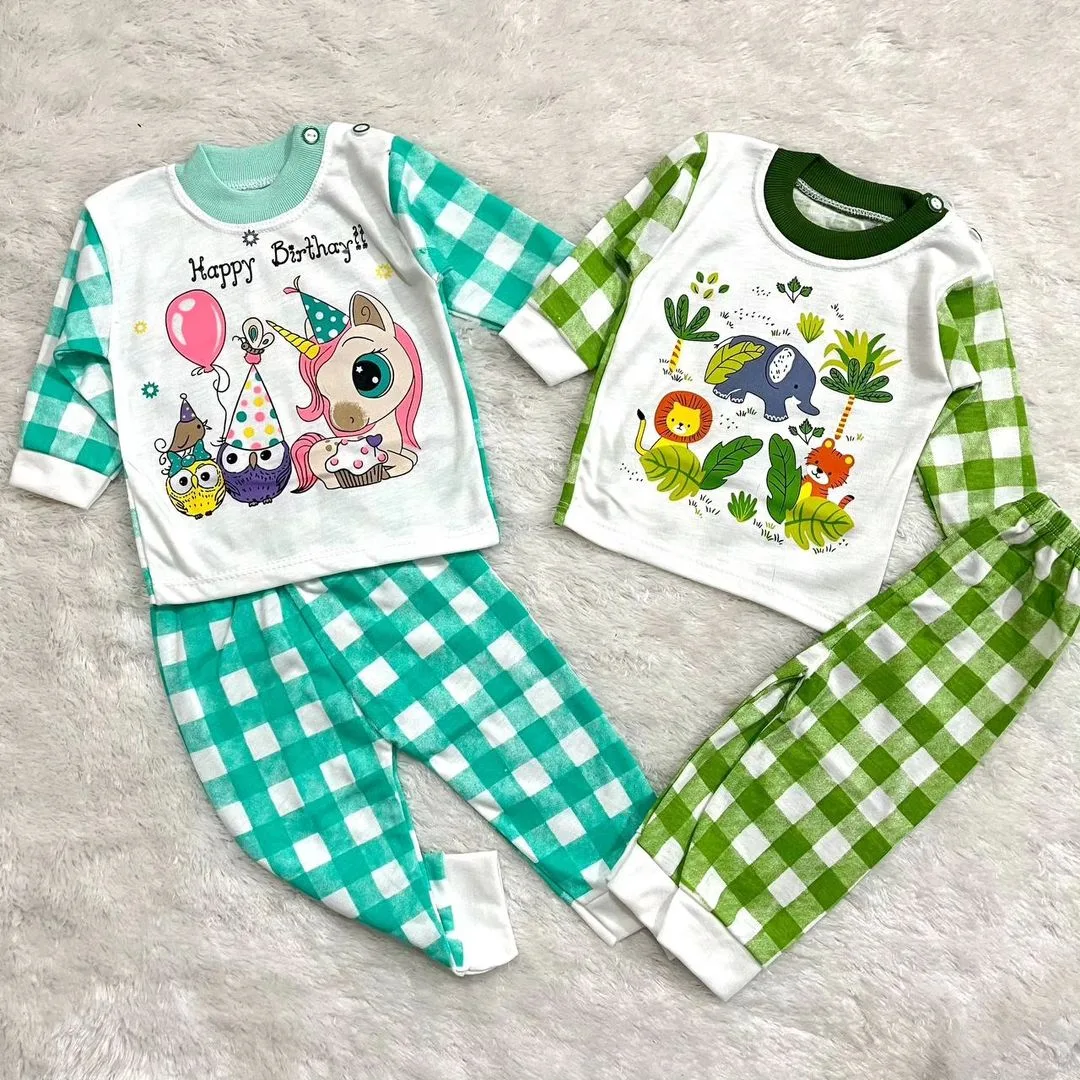 بلوز شلوار چهارخانه حیوانات کد 3613 1