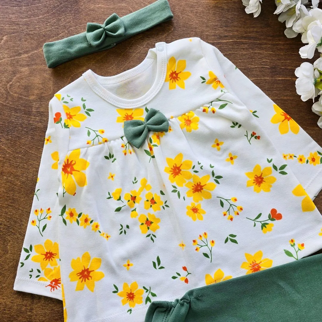 بلوز شلوار گل گلی پاپیون سبز کد 3729 1