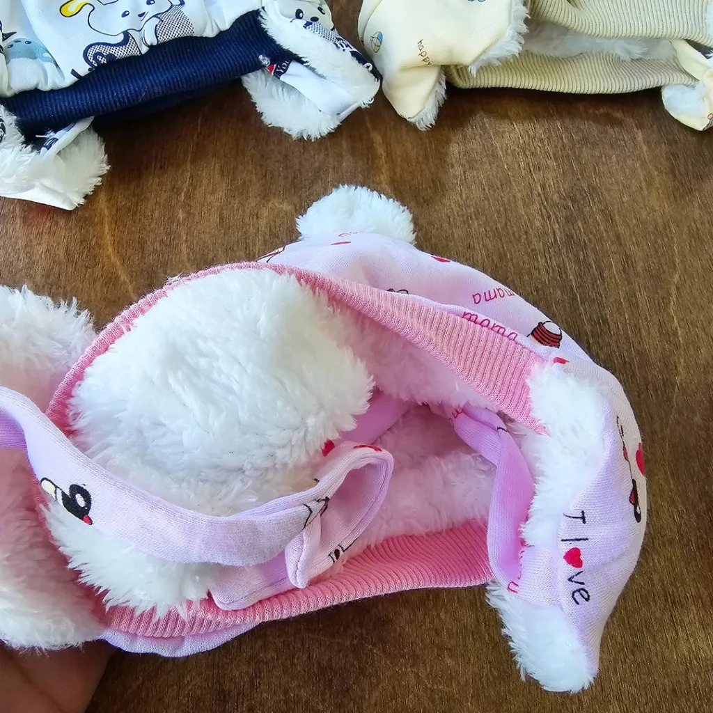 کلاه نخ پنبه گوش دار چاپی کد 3926