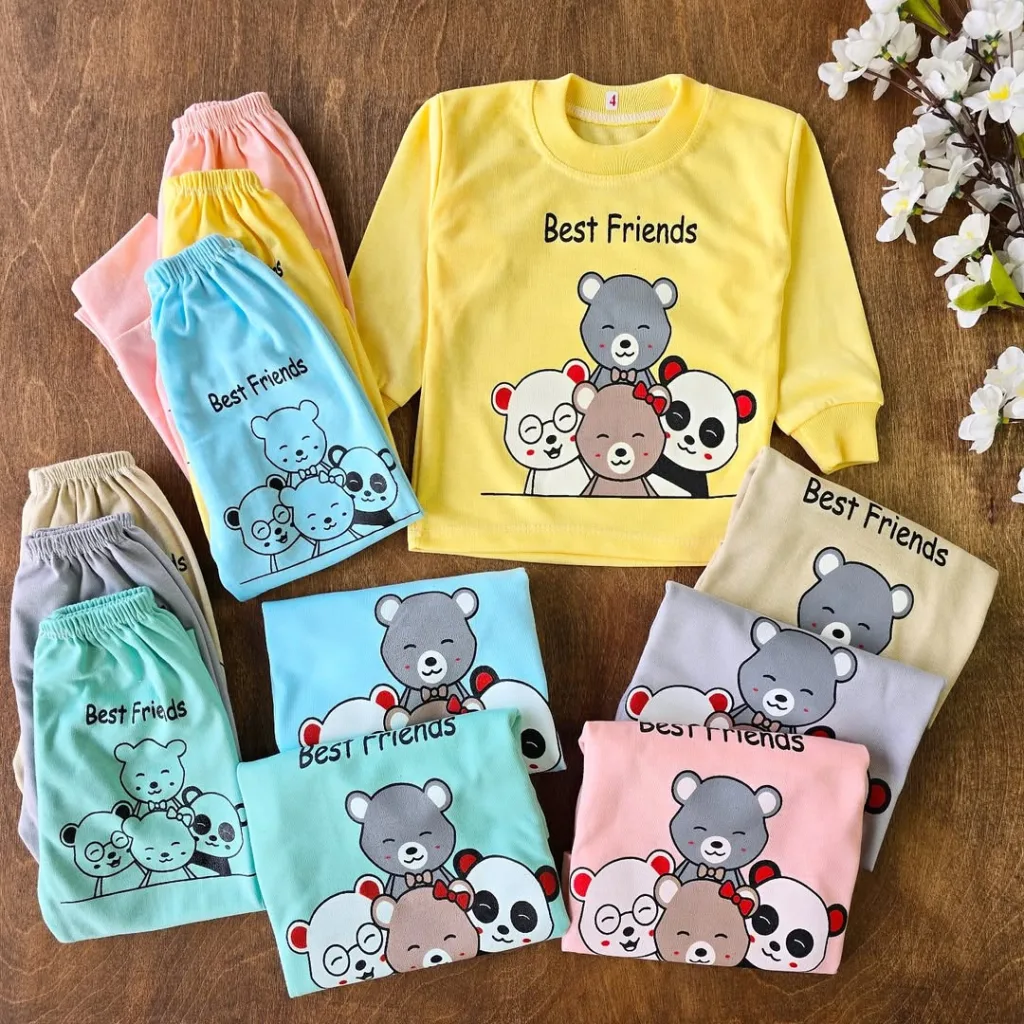 بلوز شلوار خانواده خرس ها best friends سایز 4 تا 6 کد 4009