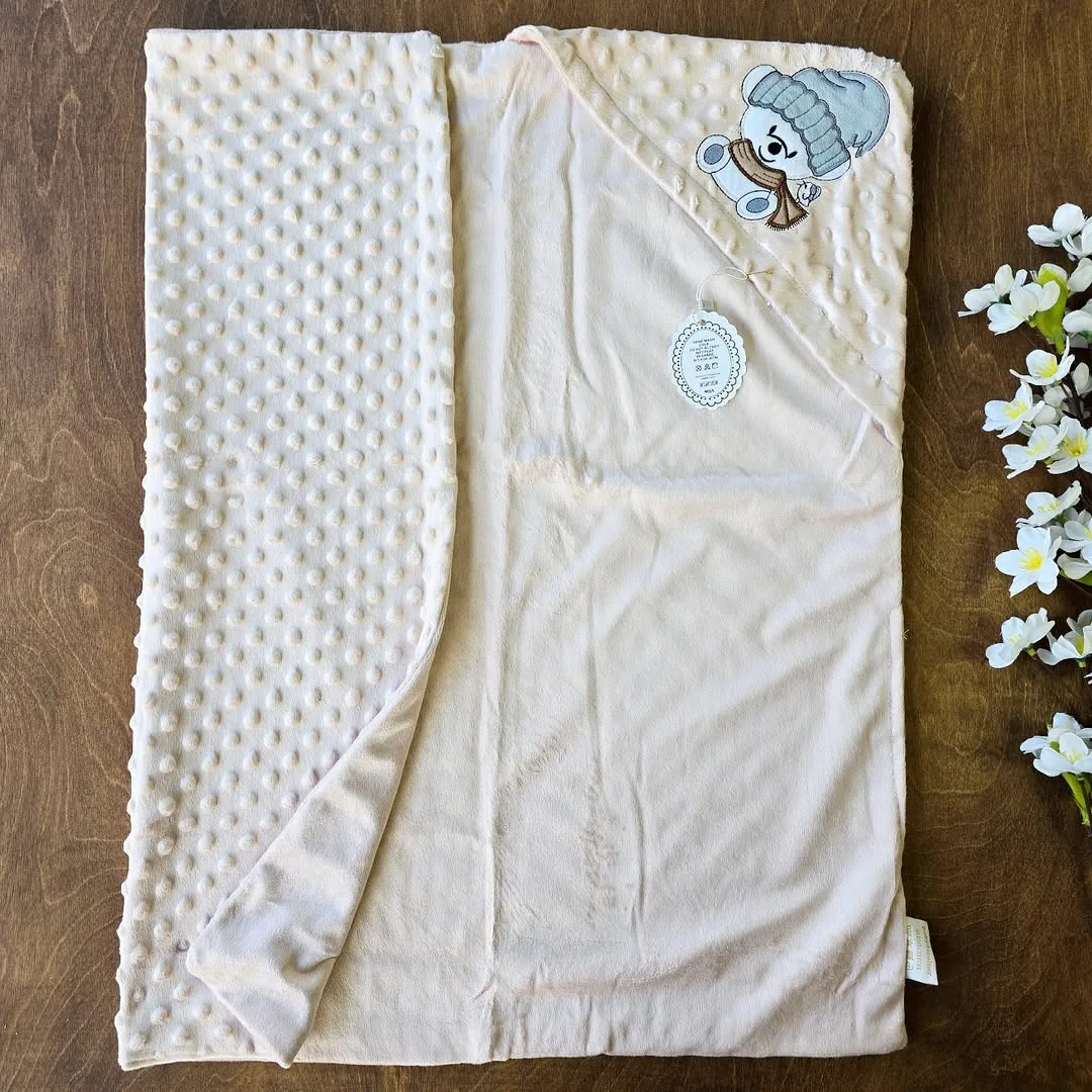 پتو دورپیچ حبابی مخمل خرس شال کلاه کد 4011