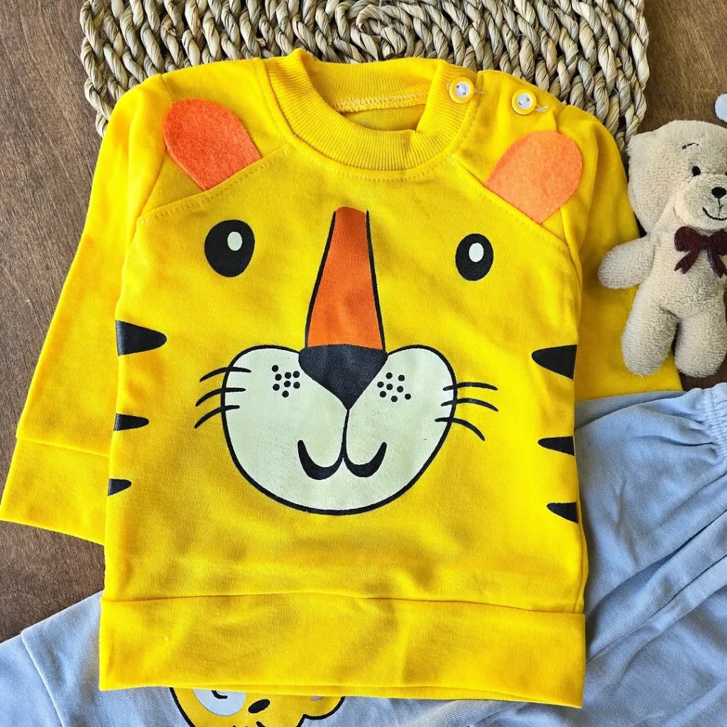 بلوز شلوار ببر زرد طوسی سایز 30 تا 40 کد 4102