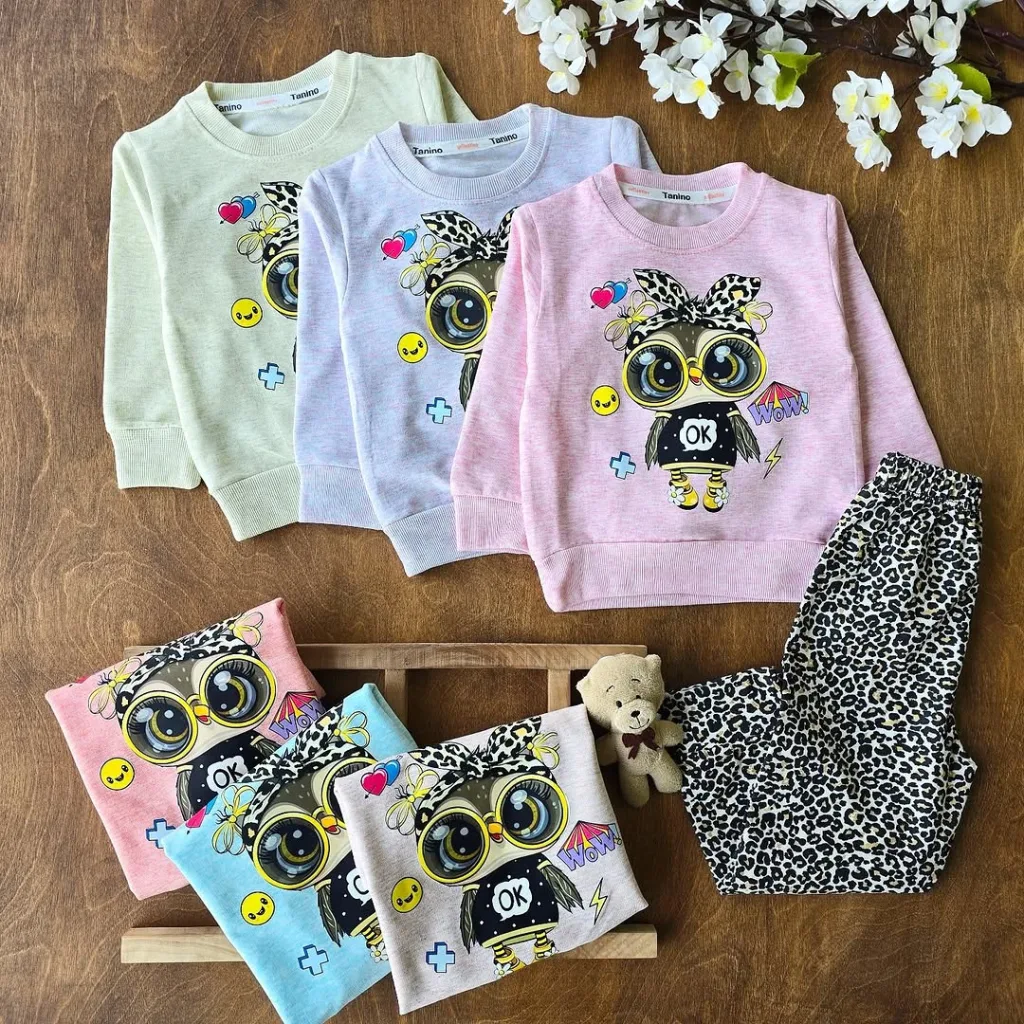 بلوز شلوار ملانژ جغد عینکی سایز 35 تا 45 کد 4136