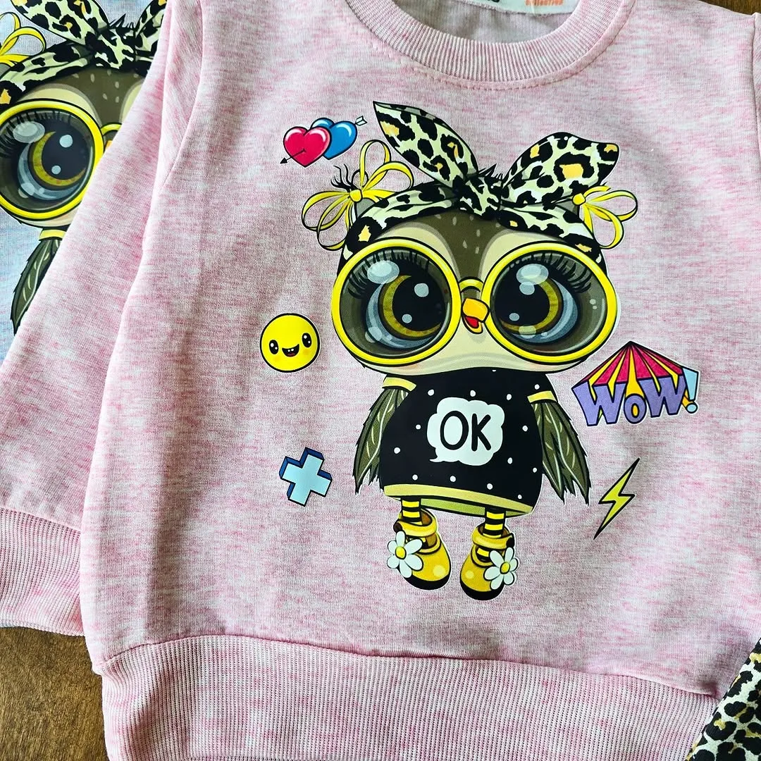 بلوز شلوار ملانژ جغد عینکی سایز 35 تا 45 کد 4136