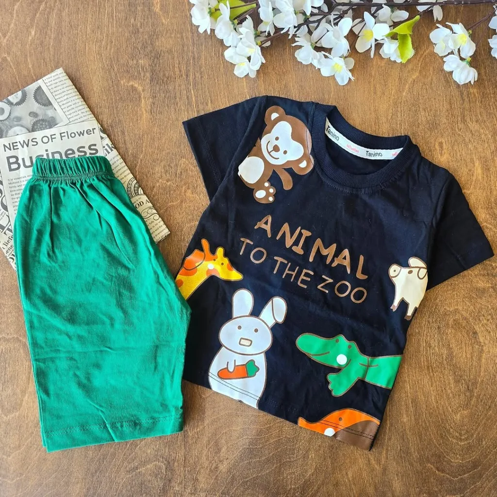 تیشرت شلوارک حیوانات Animal to the zoo کد 4215