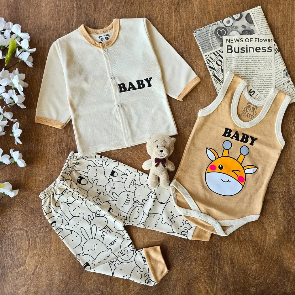 ست 3 تکه جلودکمه زرافه baby کد 4309