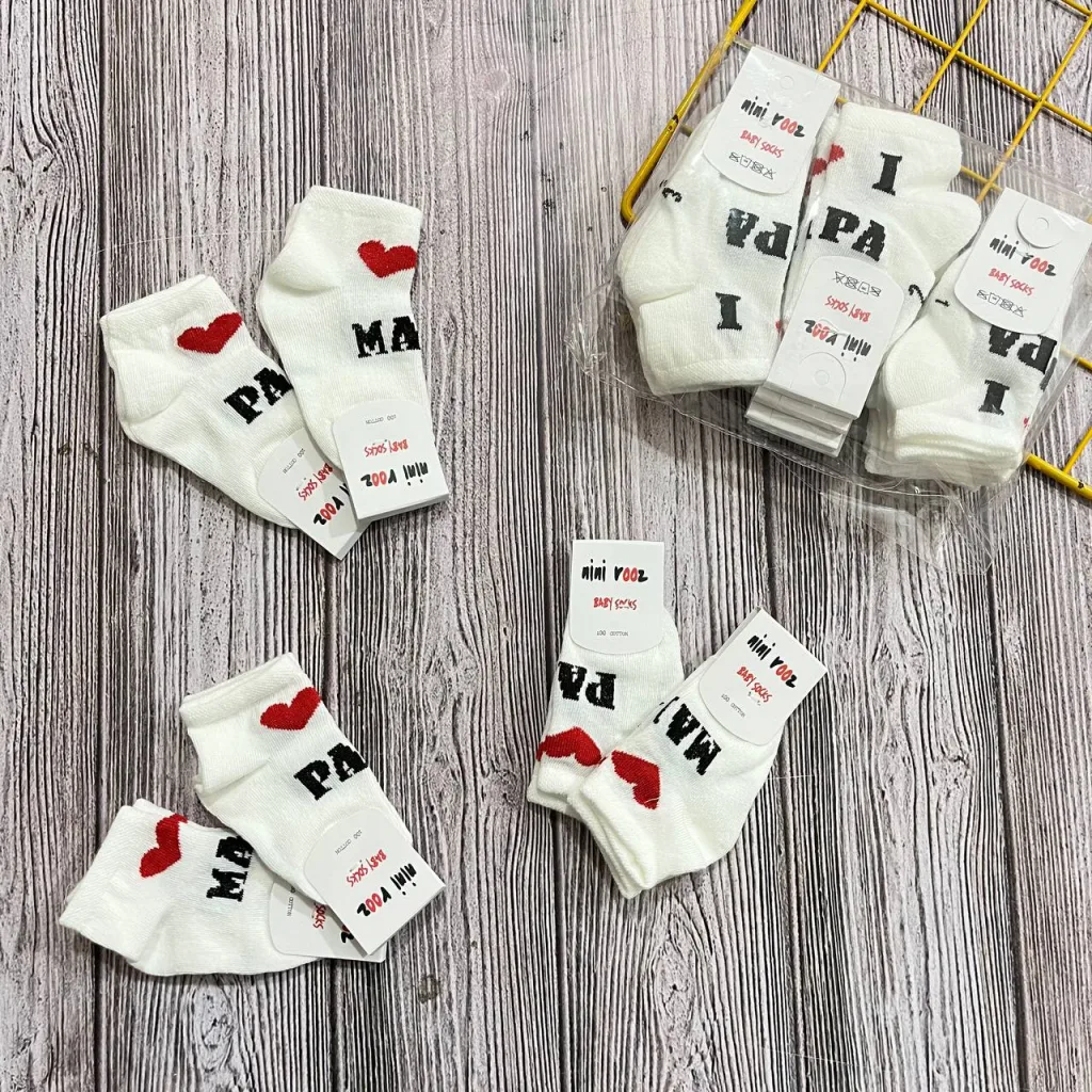 جوراب نوزادی قلبی ماما پاپا کد 4361