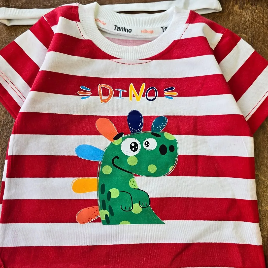 تیشرت شلوارک راه راه دایناسور Dino کد 4402