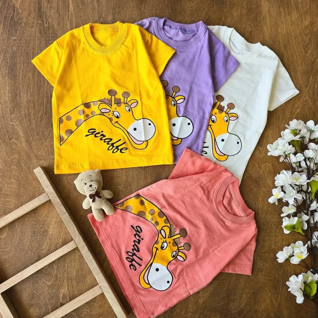 تیشرت تک زرافه خندان سایز 35 تا 45 کد 4417