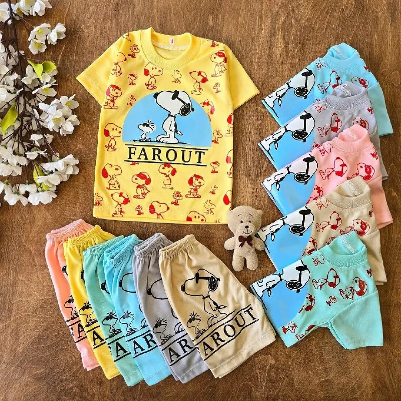 تیشرت شلوارک اسنوپی عینکی سایز ۴ تا ۶ کد ۴۶۴۵