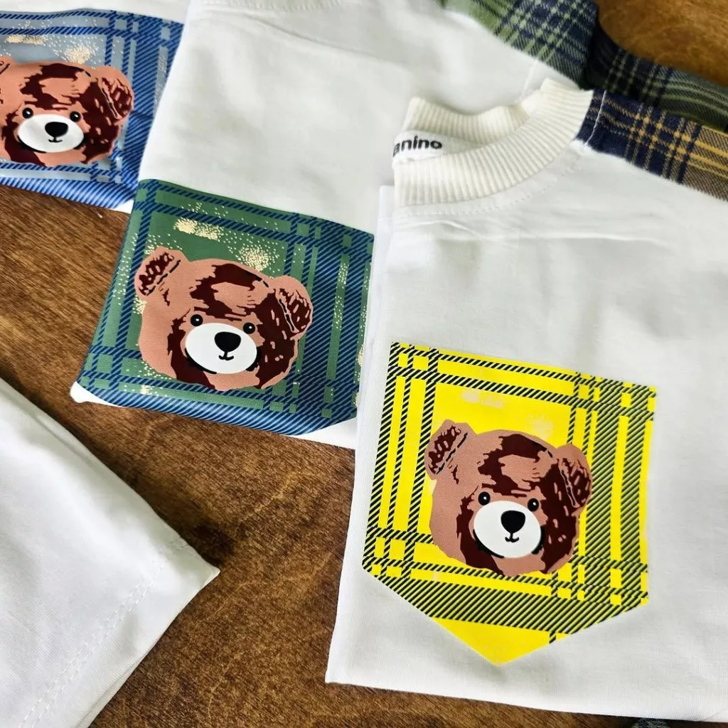 تیشرت شلوارک کتان خرس چهارخونه سایز ۴۰،۴۵ کد ۴۶۳۲