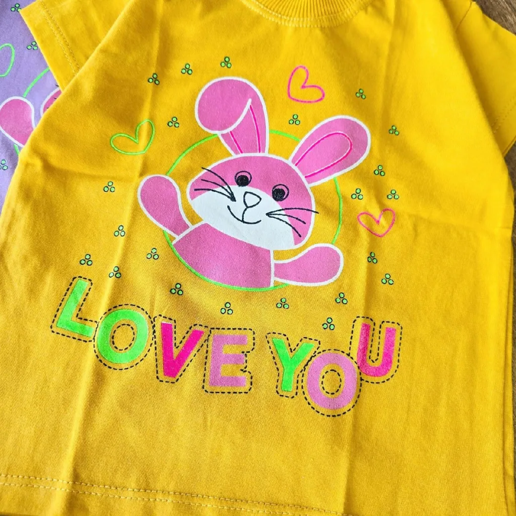 تیشرت تک خرگوش قلبی love you سایز 35 تا 45 کد 4510
