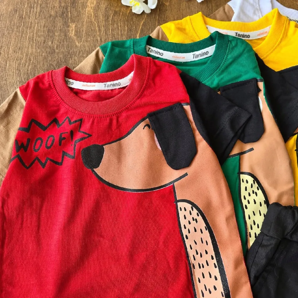 تیشرت شلوارک کتان سگ گوش دار woof کد 4528