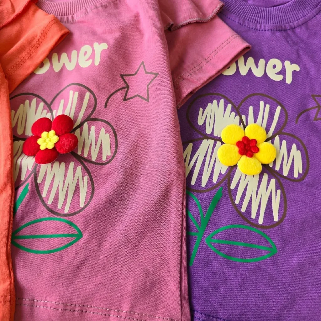 تیشرت شلوارک گل برجسته flower ns کد 4561