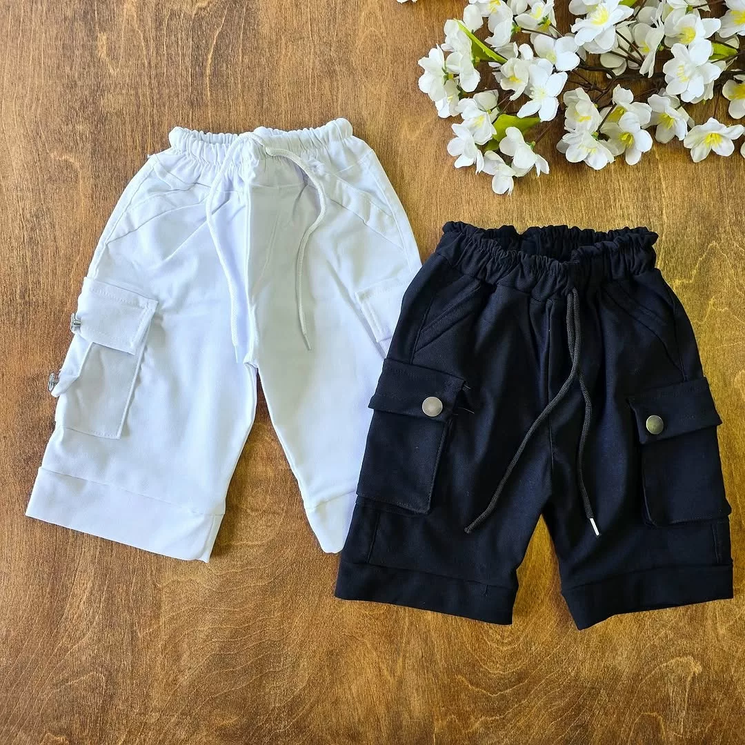 شلوارک کتان طرح کارگو کد 4583