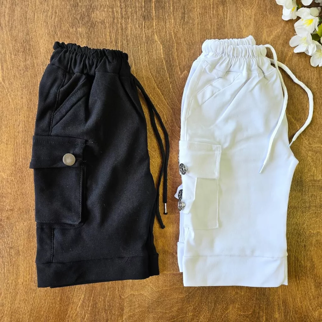 شلوارک کتان طرح کارگو کد 4583