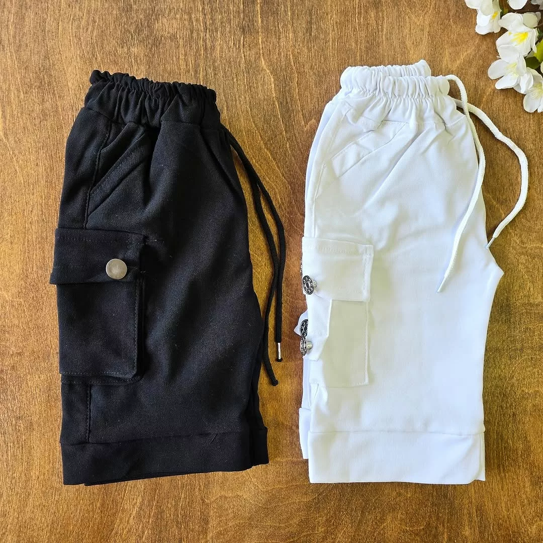 شلوارک کتان طرح کارگو کد 4583