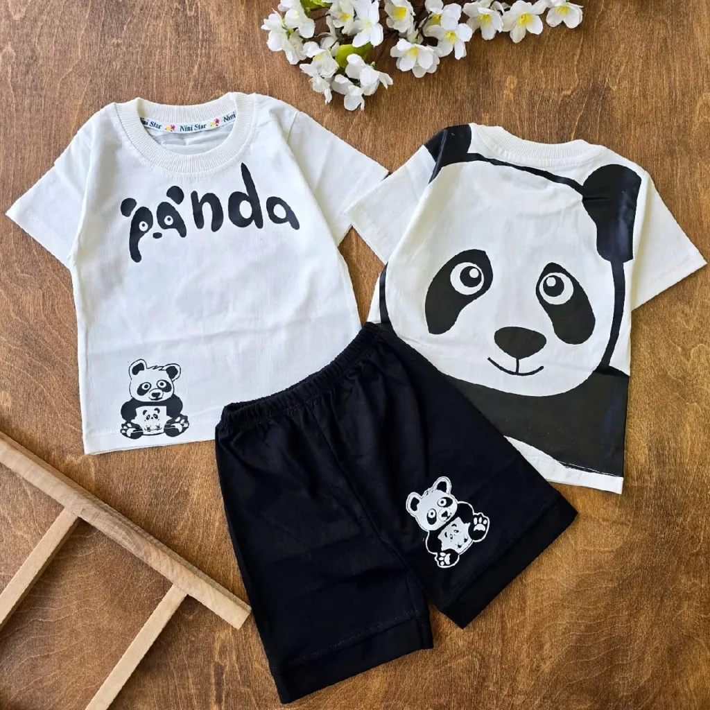 تیشرت شلوارک طرح پاندا panda کد 4595