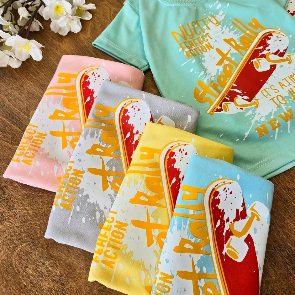 تیشرت شلوارک نخی اسکیت Rally سایز 4 تا 6 کد 4605