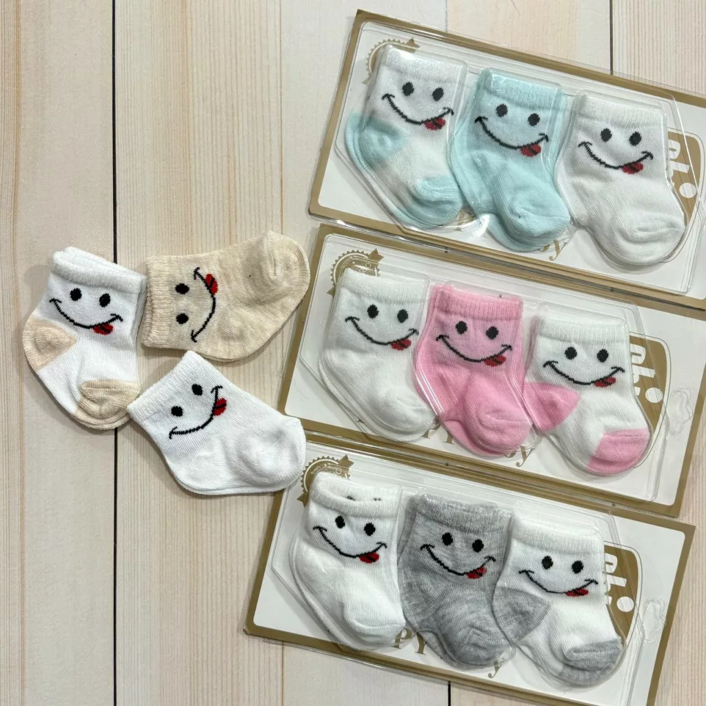 جوراب کارتی نوزادی طرح لبخند کد 4644
