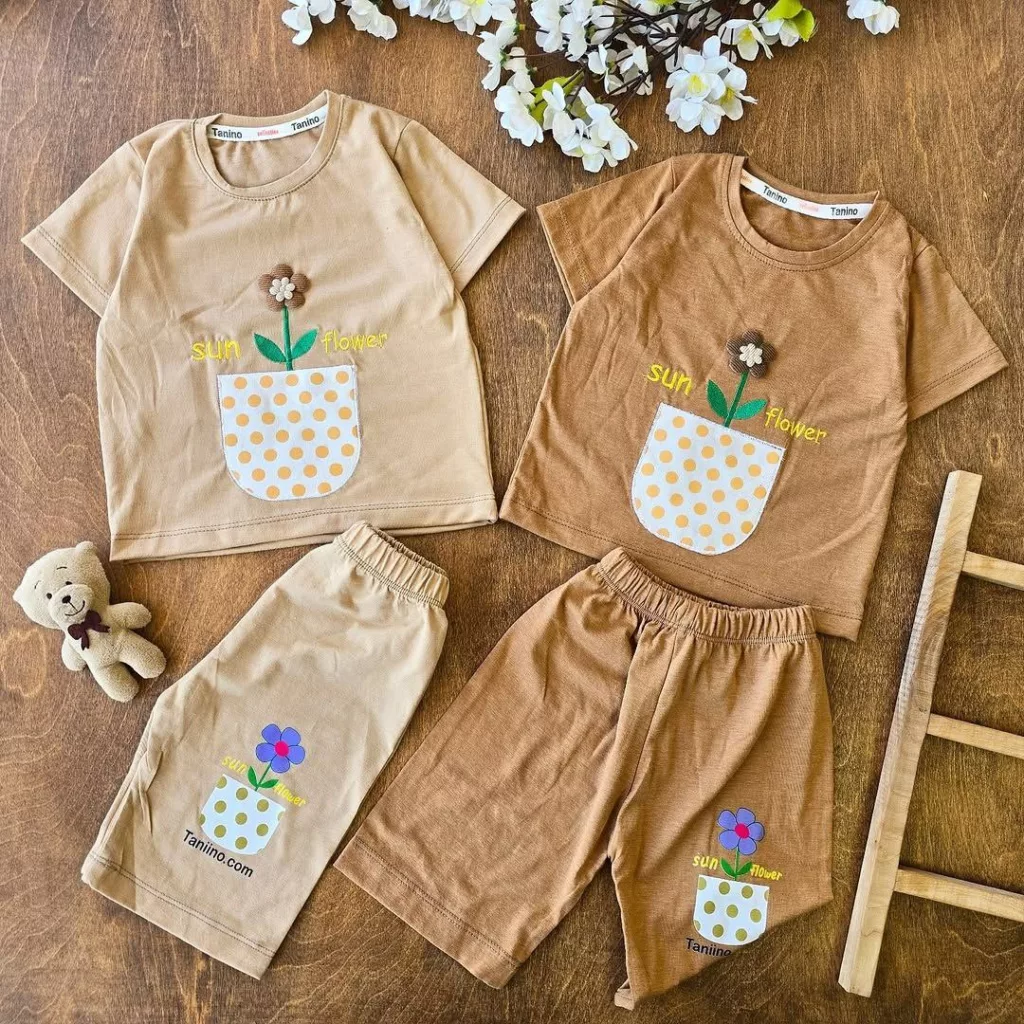 تیشرت شلوارک گل آفتابگردان sun flower کد ۴۶۳۹