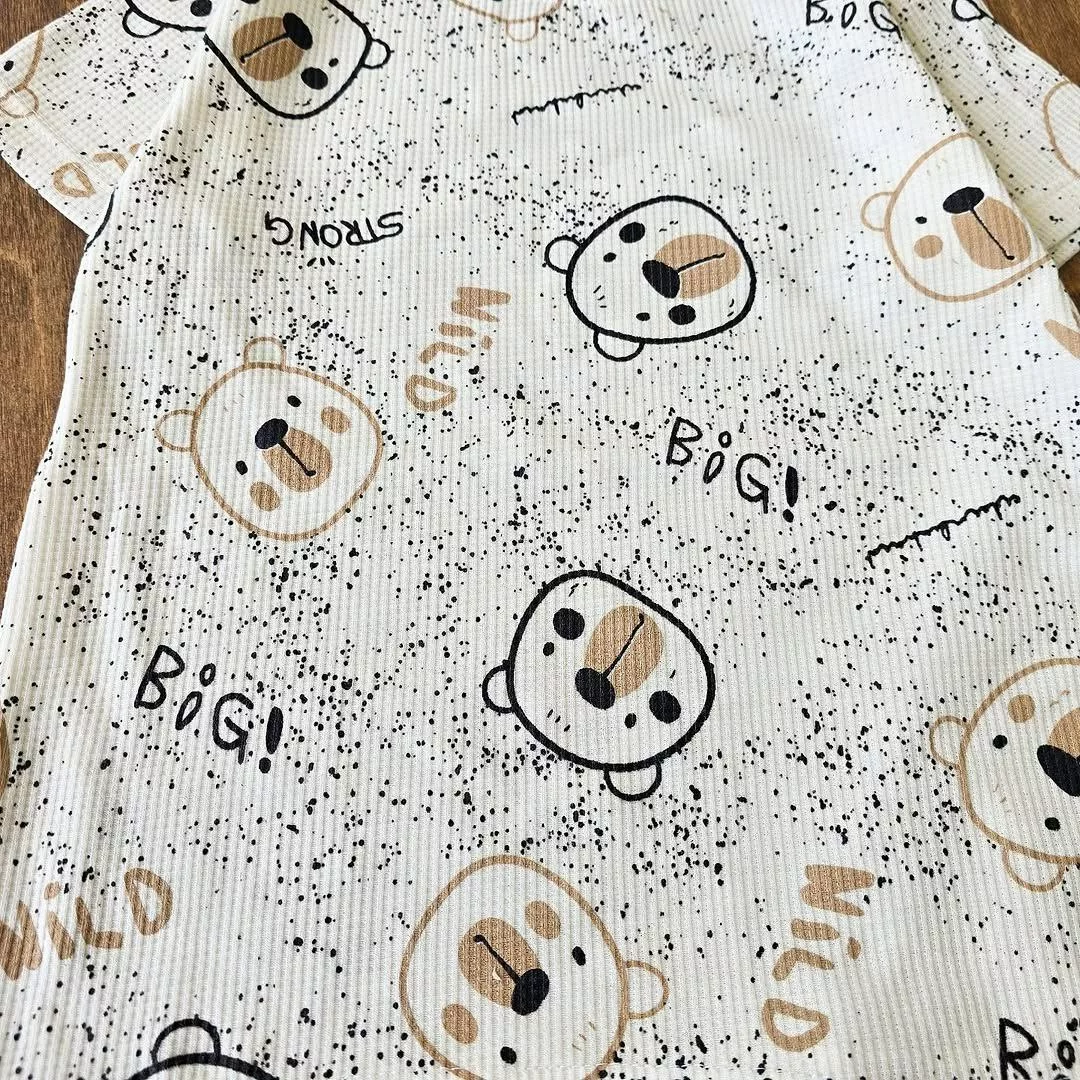 تیشرت شلوارک لی بیسکویتی کله خرس کد ۴۶۵۲