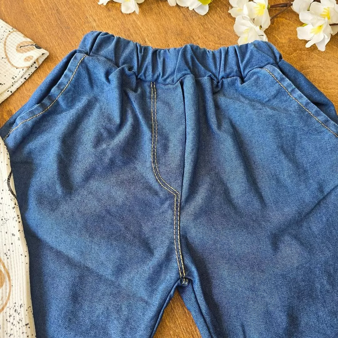 تیشرت شلوارک لی بیسکویتی کله خرس کد ۴۶۵۲