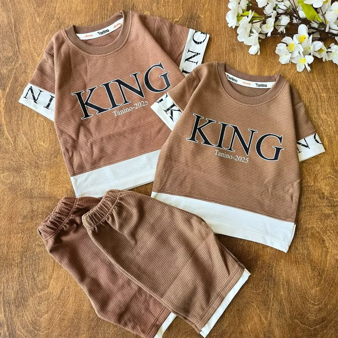 تیشرت شلوارک بیسکویتی کینگ king سایز ۳۵،۴۰ کد 4760