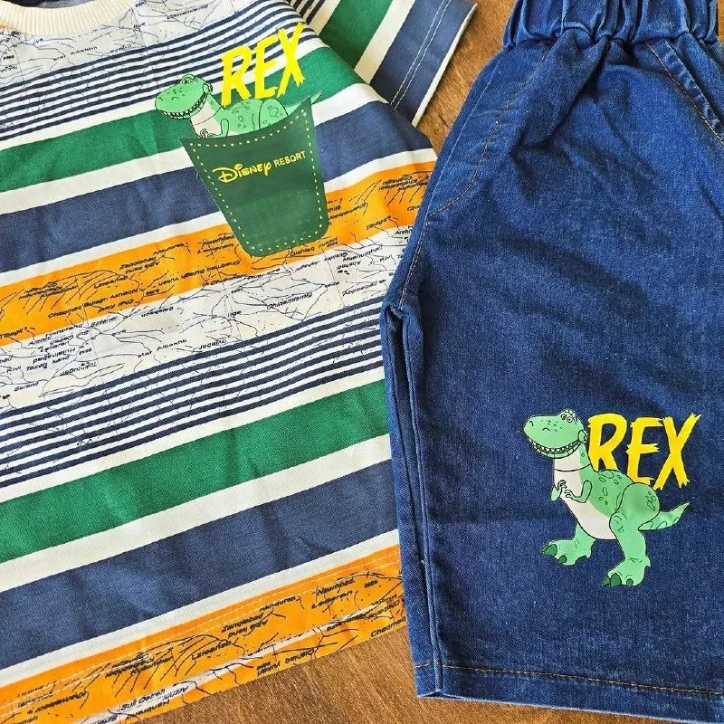 تیشرت شلوارک لی راه راه دایناسور Rex سایز ۴۵،۵۰ کد ۴۷۲۳