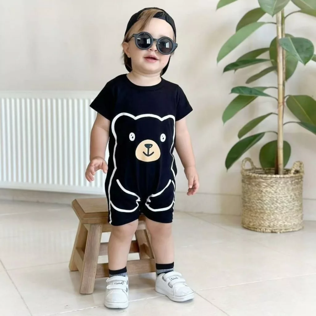 رامپر مشکی خرس چاپی تدی کد ۴۸۱۰