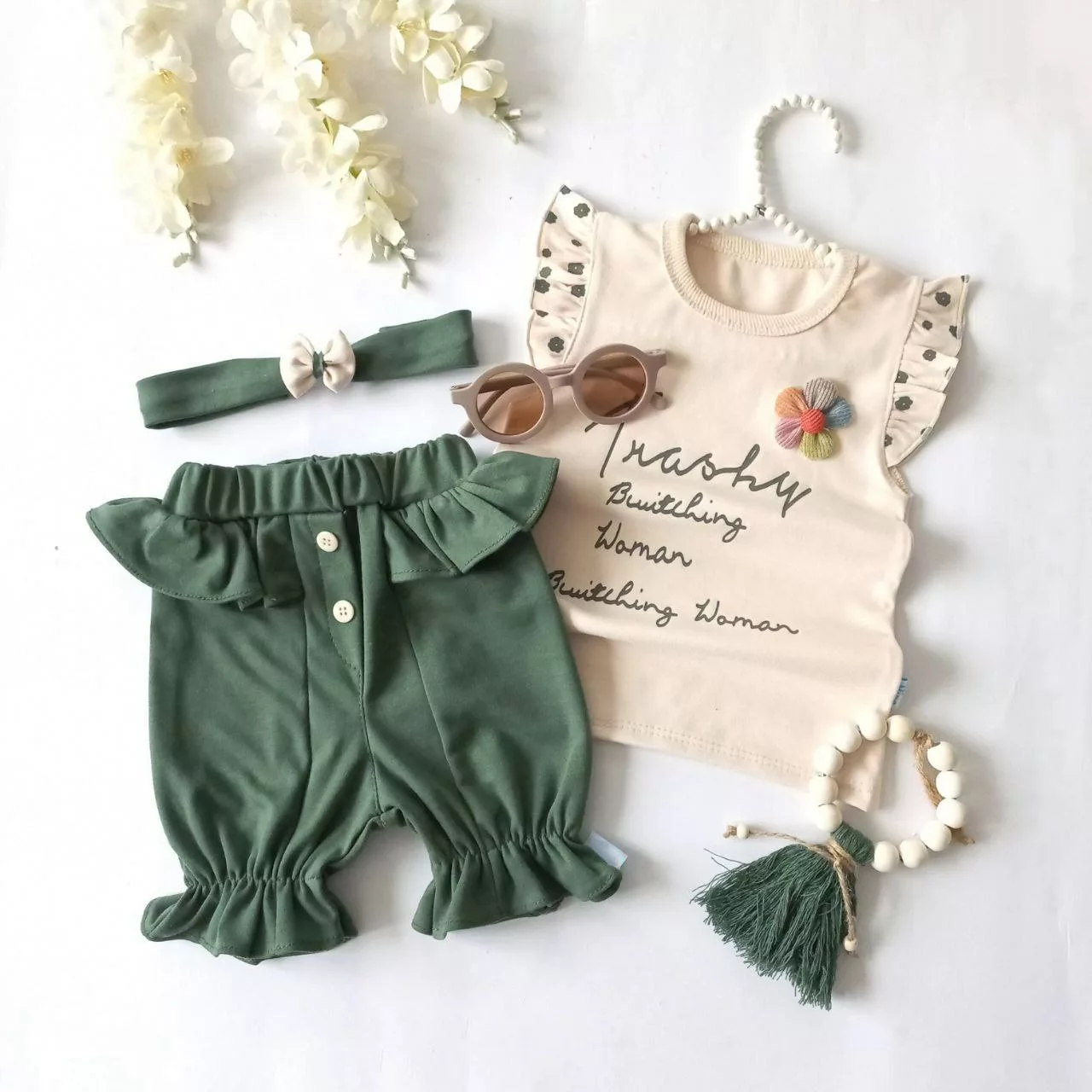 تاپ شلوارک و تل طرح یکتا کد ۴۷۴۴