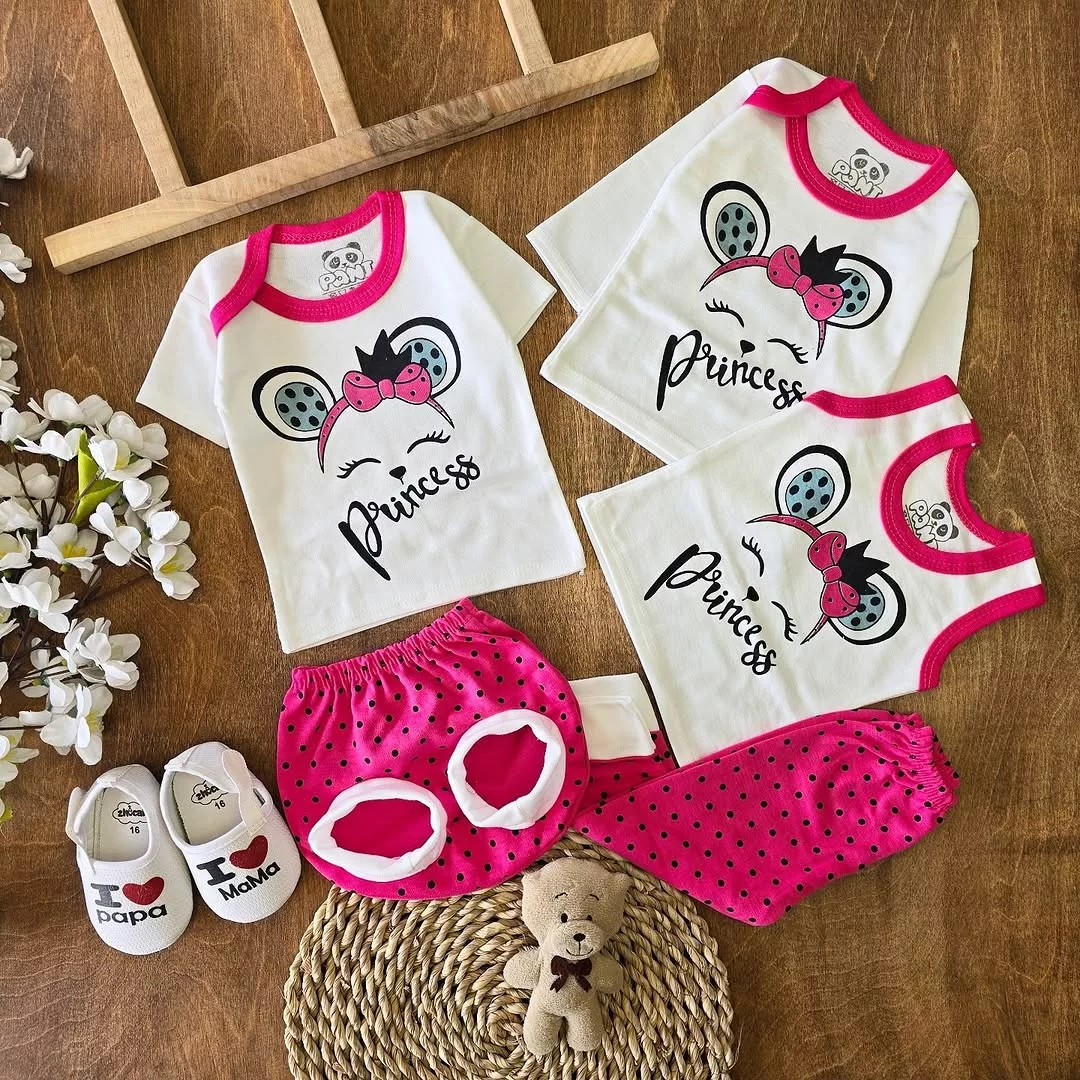 ست 5 تکه پرنسس (یقه فرشته) کد 3408