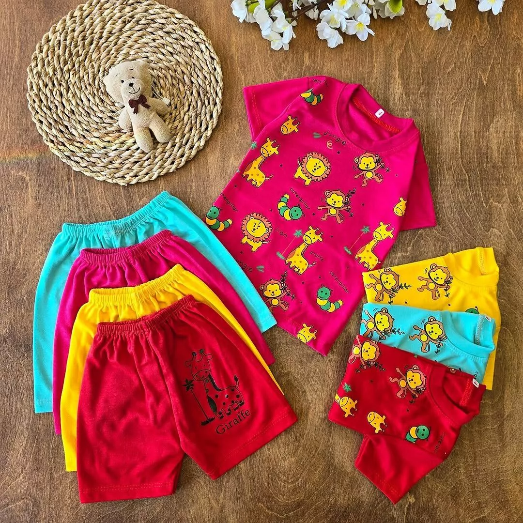 تیشرت شلوارک حیوانات ۴ رنگ سایز ۴ تا ۶ کد ۴۸۸۰