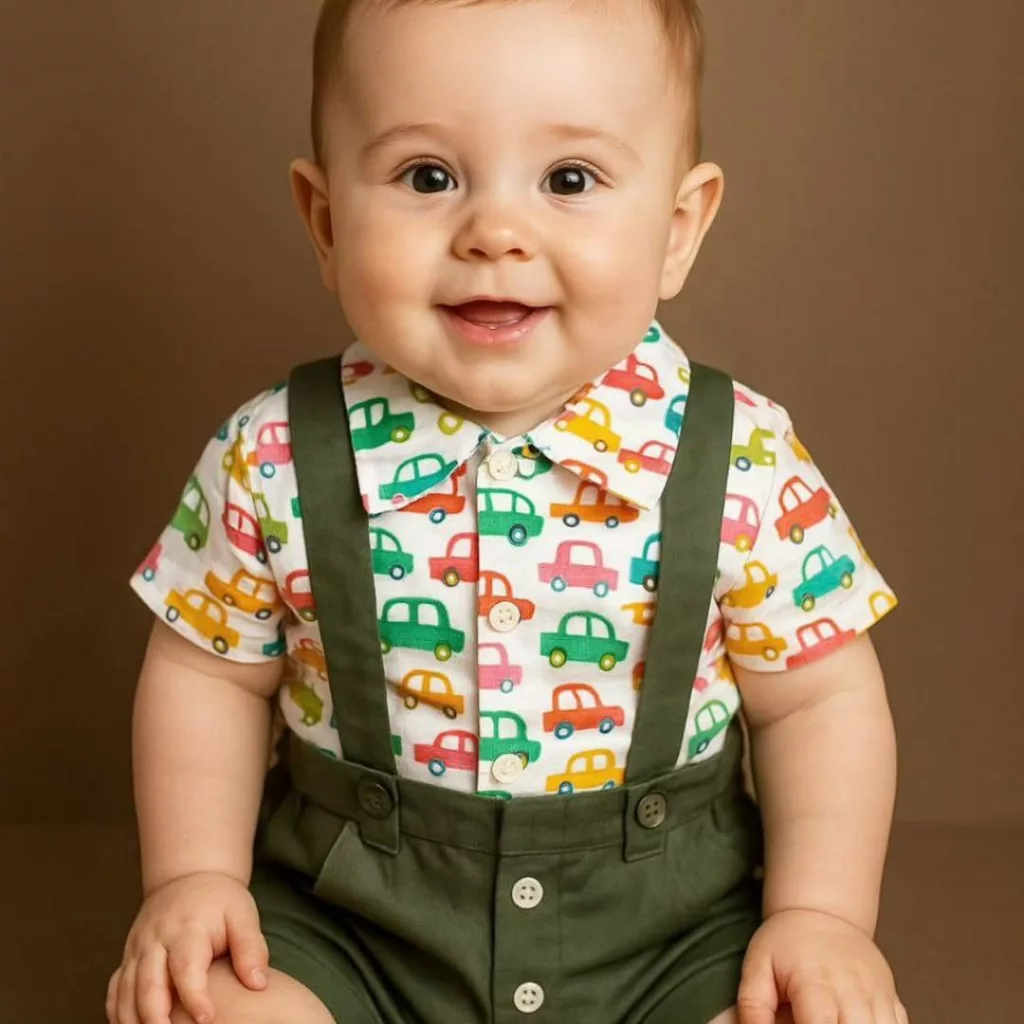 بلوز شلوارک آستین کوتاه ساسبندی مدل ماشین کد ۴۹۱۵