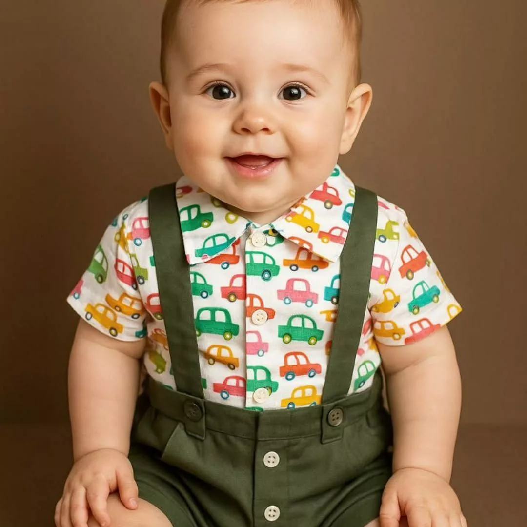 بلوز شلوارک آستین کوتاه ساسبندی مدل ماشین کد ۴۹۱۵