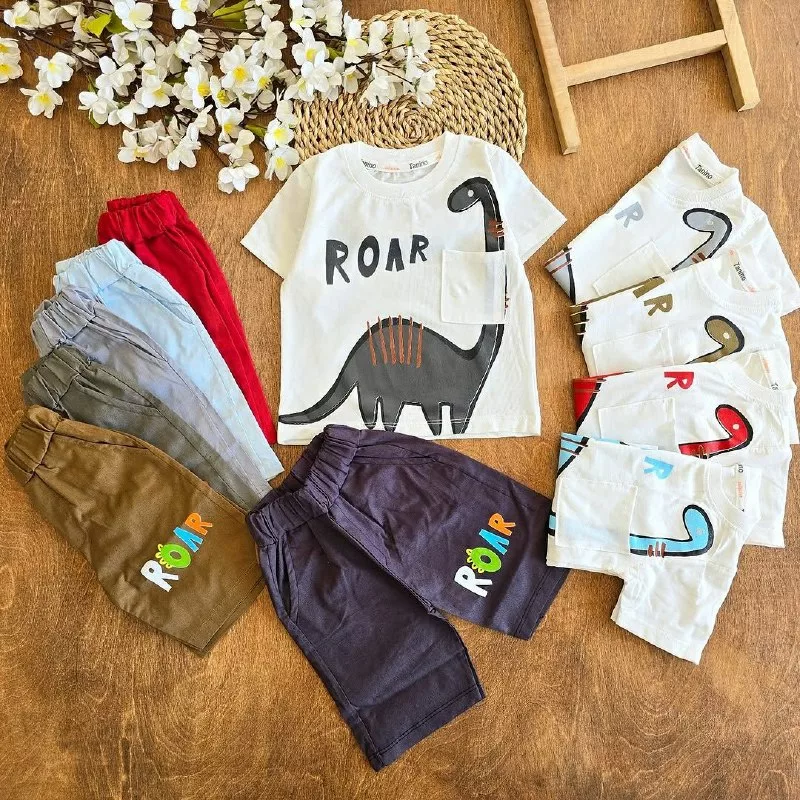 تیشرت شلوارک دایناسور Roar سایز ۳۵ تا ۴۵ کد ۵۰۱۷