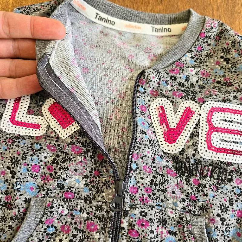 ست ۳ تکه سویشرتی گل گلی طرح Love کد ۵۰۴۸