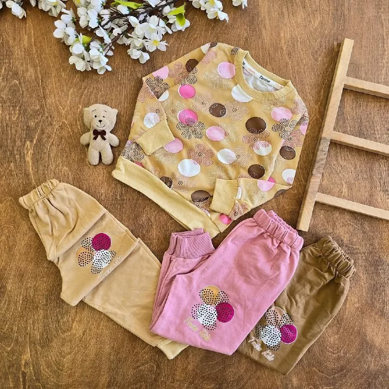 بلوز شلوار گل و دایره سایز ۳۵،۴۰ کد ۵۰۳۴