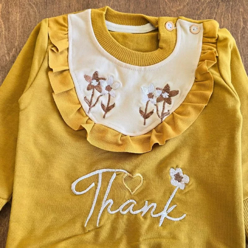 بلوز شلوار چین دار گل دار Thank سایز ۳۵،۴۰ کد ۴۹۷۶