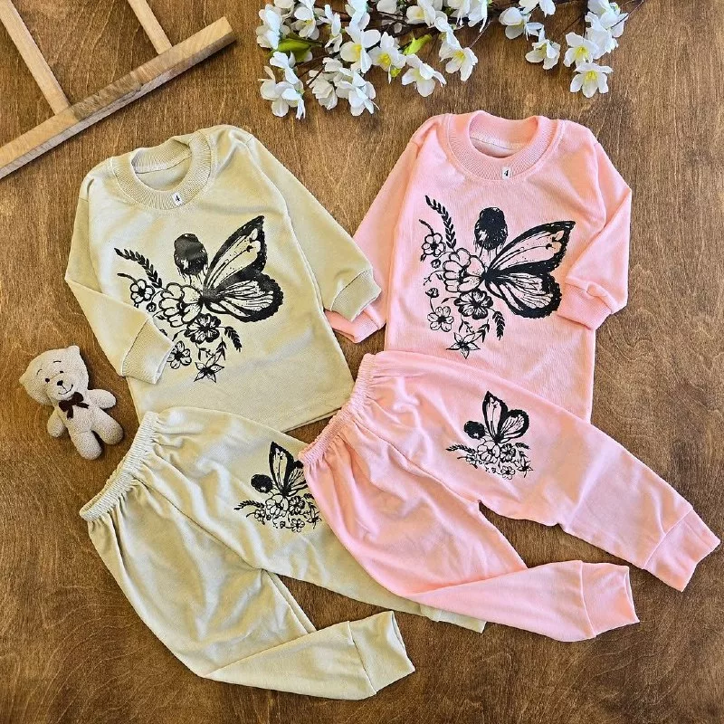 بلوز شلوار گل و پروانه سایز ۴ تا ۶ کد ۵۱۷۵