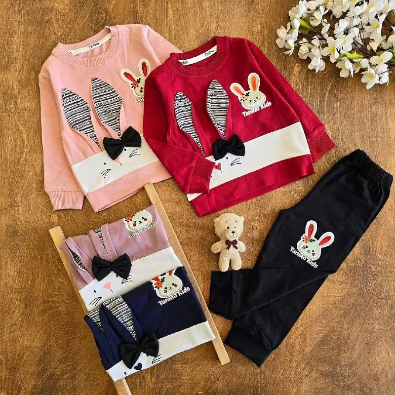 بلوز شلوار خرگوش پاپیونی گوش دار سایز ۳۵،۴۰ کد ۵۱۷۶