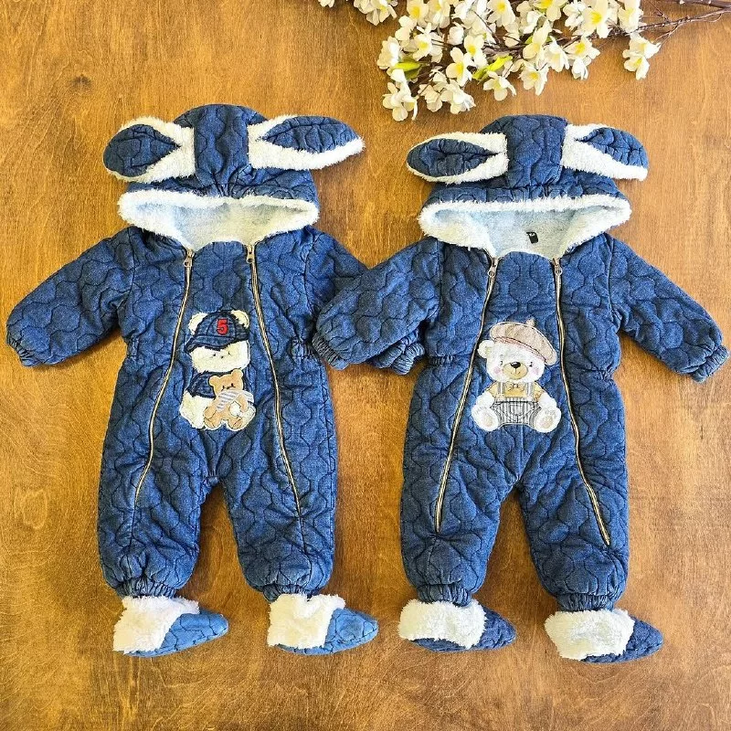 کاپشن سرهمی لی پاپوش دار طرح خرس کد ۵۱۹۴