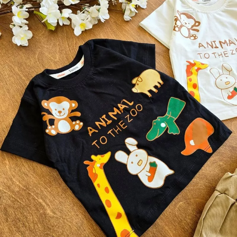 تیشرت شلوارک کتان Animal to the zoo سایز ۳۵،۴۰ کد ۵۰۶۵