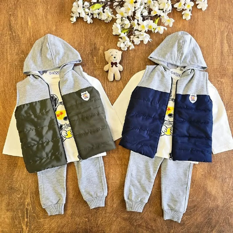 سه تکه بلوز شلوار پافر طرح میکی موس سایز ۲،۳ کد ۵۱۲۰