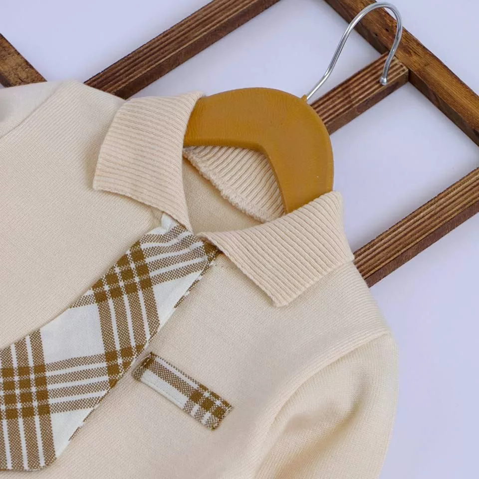 بلوز بافت یقه دار کراواتی سایز ۳۵ تا ۴۵ کد ۵۰۹۶